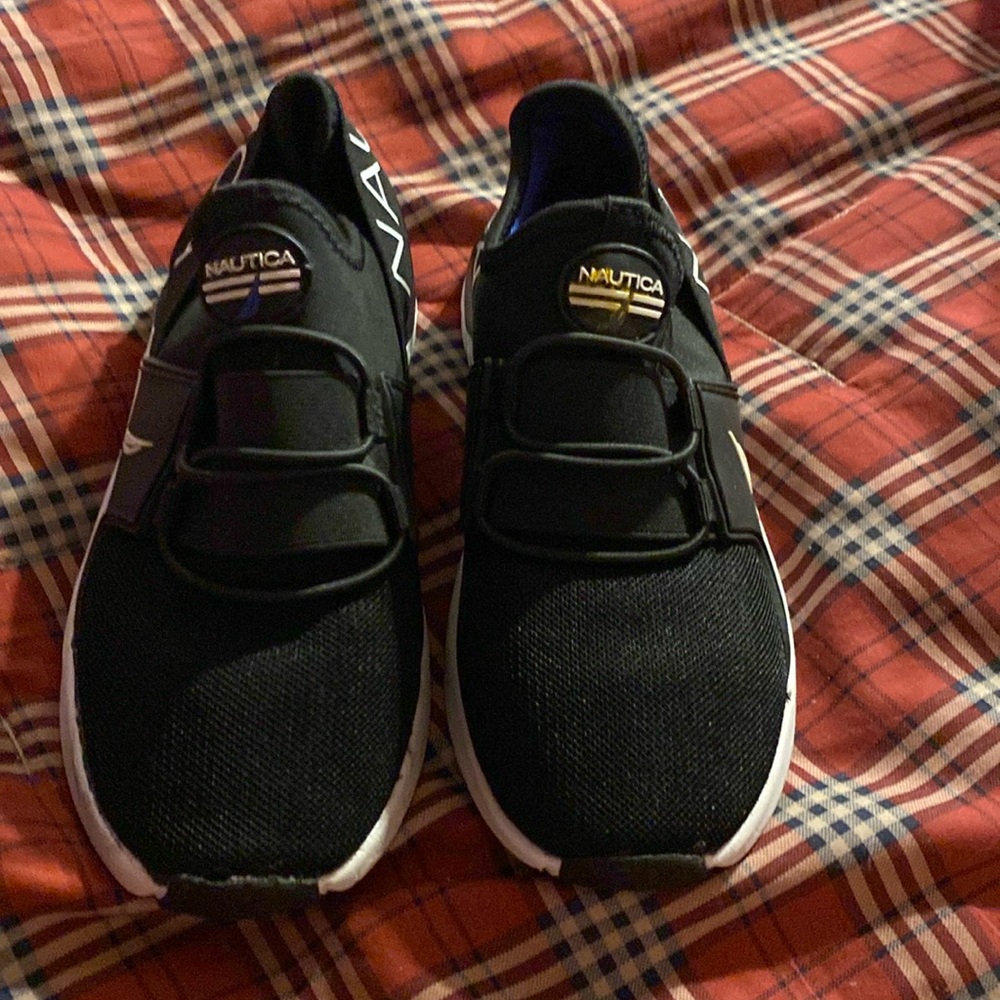 Boy, black slide on shoes size 1 in good condition